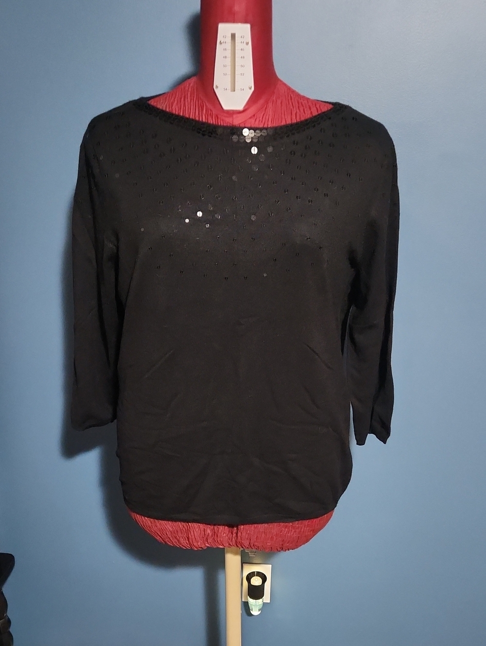 Ruby Rd Black Women's Sequin Accent Sweater